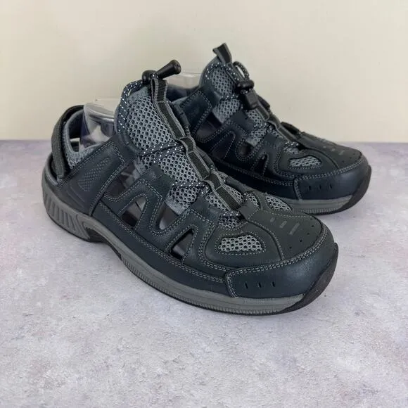 Orthofeet Men's 8.5 X-WIDE 4E Extra Wide Alpine Fisherman Sandals Gray Leather