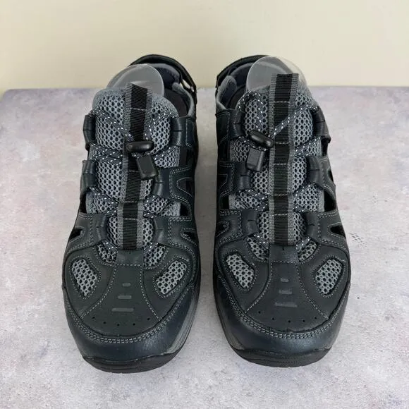 Orthofeet Men's 8.5 X-WIDE 4E Extra Wide Alpine Fisherman Sandals Gray Leather