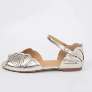 Otto   Ivy Lola Gold Leather Flat Plus Wide Larger Sizes Sandals NWOT 43 / 11