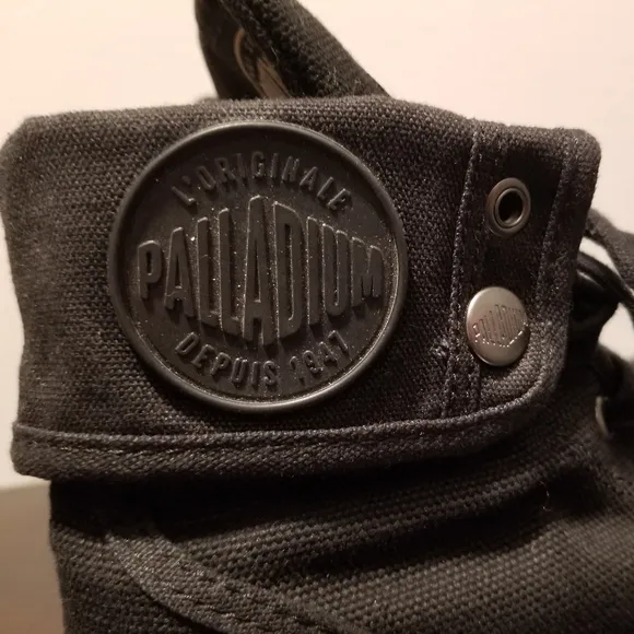 PALLADIUM BLACK COMBAT BOOTS PUNK GOTH LACE UP BOOTIES SIZE 5     HIPSTER WORK