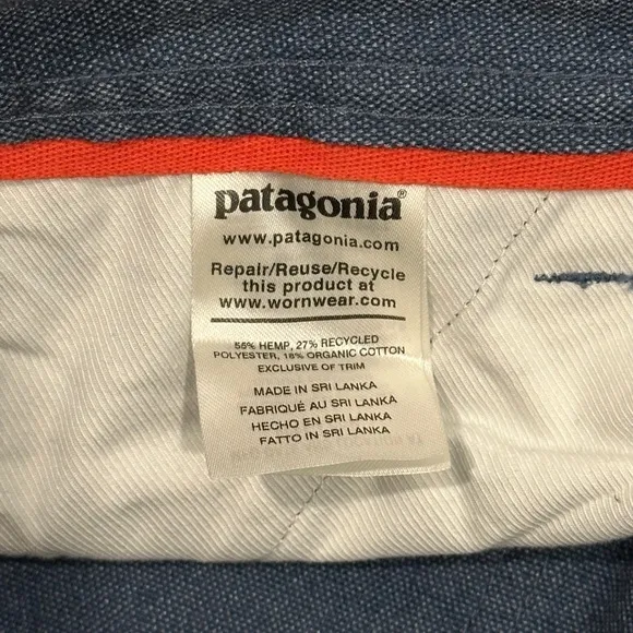 Patagonia All Seasons Hemp Canvas Double Knee Pants in Stone Blue Size 18