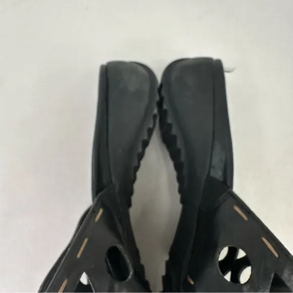 Paul Green Munchen Black Leather Cut Out Sandals US 9.5