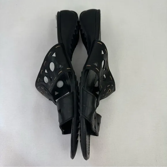 Paul Green Munchen Black Leather Cut Out Sandals US 9.5