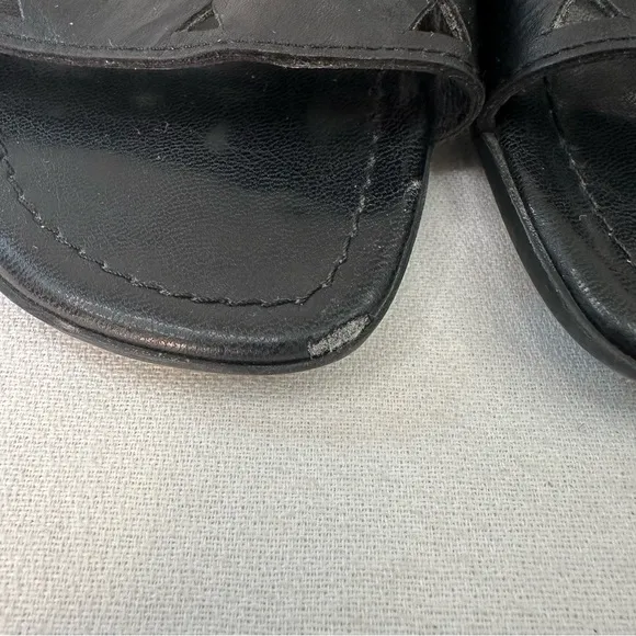 Paul Green Munchen Black Leather Cut Out Sandals US 9.5