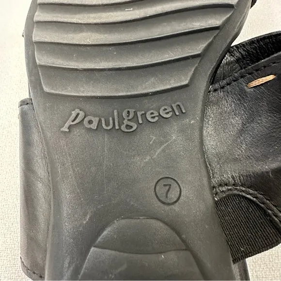 Paul Green Munchen Black Leather Cut Out Sandals US 9.5