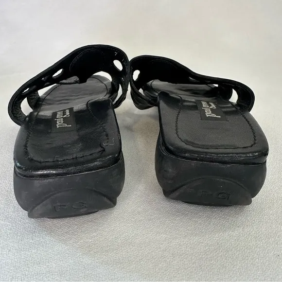 Paul Green Munchen Black Leather Cut Out Sandals US 9.5