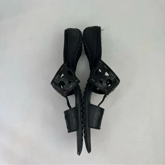 Paul Green Munchen Black Leather Cut Out Sandals US 9.5
