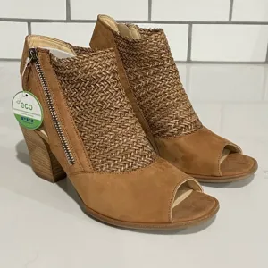 Paul Green Women Leilani Peep Toe Heeled Sandals In Sisal Cuoio Size UK 7 US 9.5