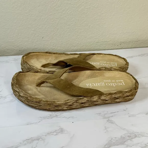 Pedro Garcia Raffia Tan Sandals Woven Fitflops Size 39/9