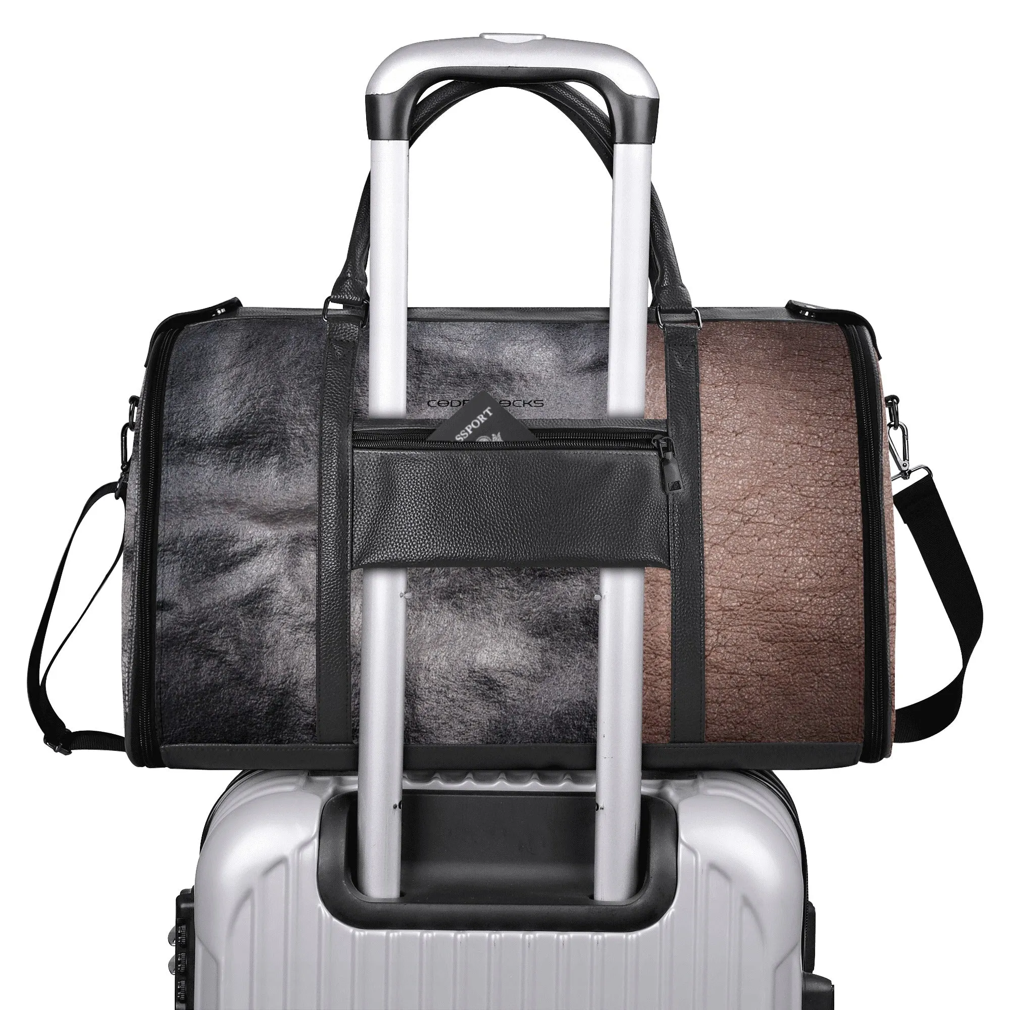 Personalized Leather Duffle Bag Foldable Travel Bag