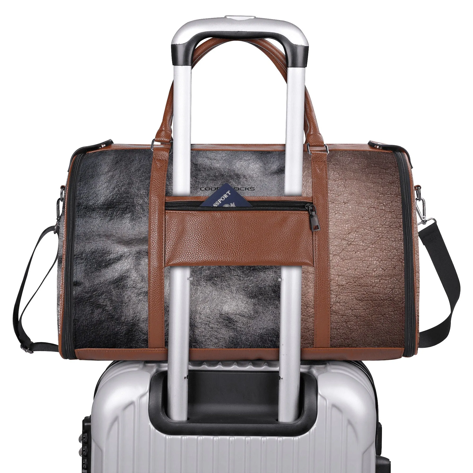 Personalized Leather Duffle Bag Foldable Travel Bag