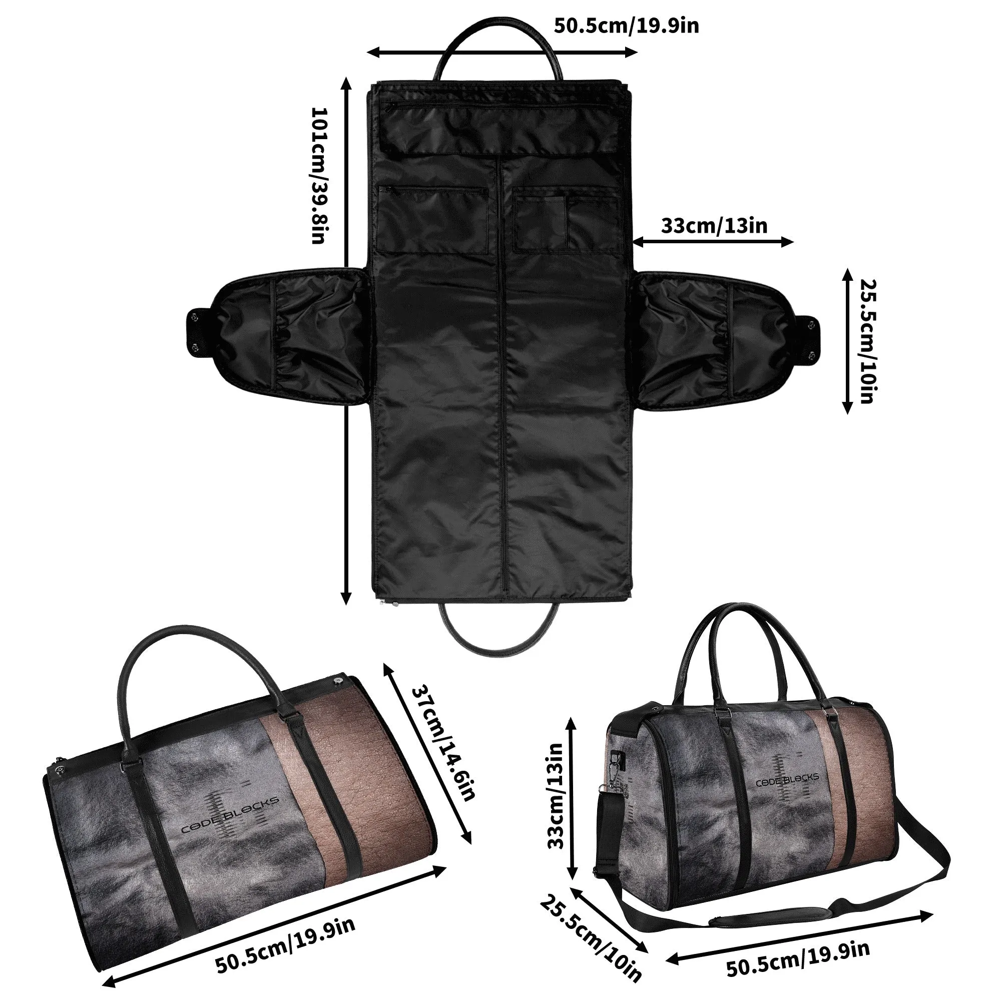 Personalized Leather Duffle Bag Foldable Travel Bag