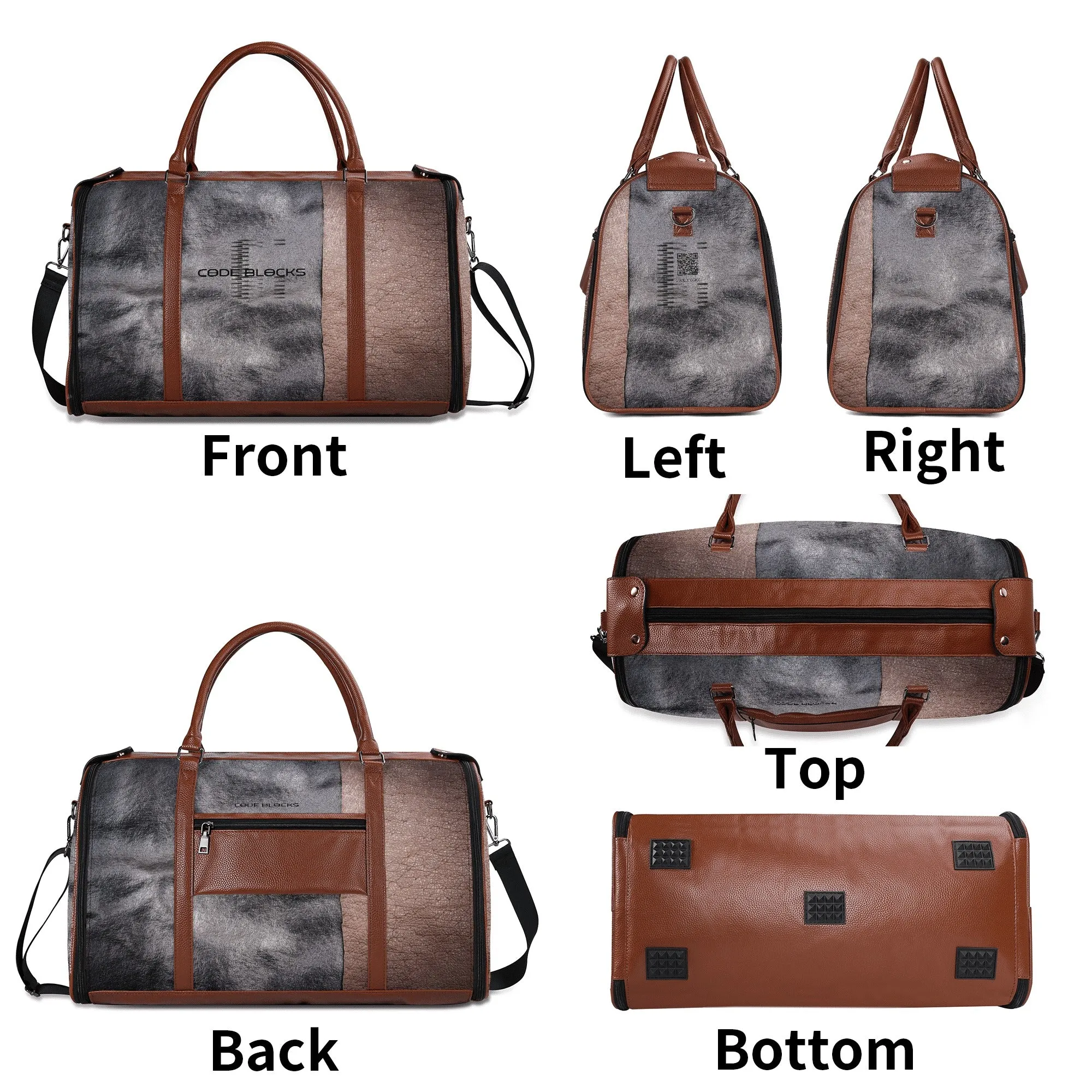 Personalized Leather Duffle Bag Foldable Travel Bag