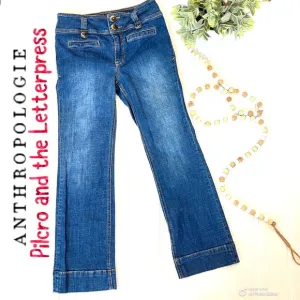 Pilcro Wide Leg Cropped Jeans Size 27 Front Pocket High Rise