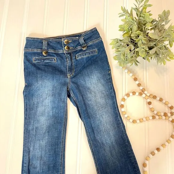 Pilcro Wide Leg Cropped Jeans Size 27 Front Pocket High Rise