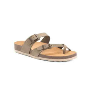 PLAKTON Khaki Made In Spain Gelsa Comfort Footbed Sandals