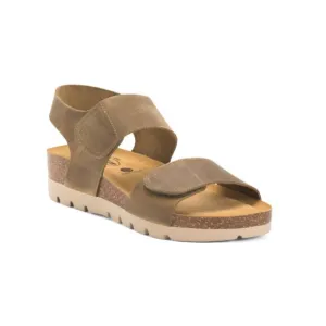 PLAKTON Khaki Made In Spain Leather Compi Comfort Footbed Sandals