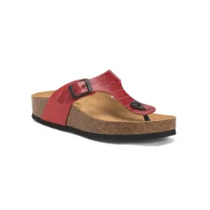 PLAKTON Red Made In Spain Leather Bolero Comfort Footbed Sandals
