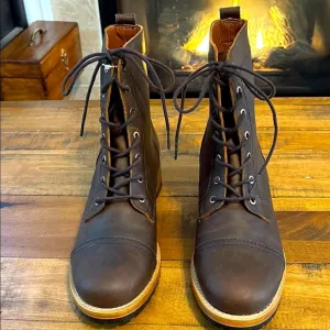 Portland Leather Brown Lace up Heeled Boots