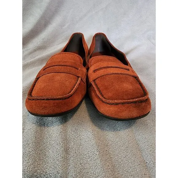 Prada Burnt Orange Suede Penny Loafers size 37.5 / US 7.5