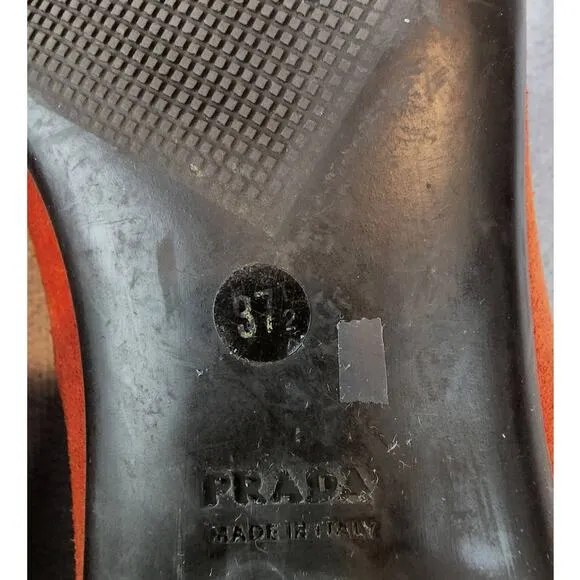 Prada Burnt Orange Suede Penny Loafers size 37.5 / US 7.5