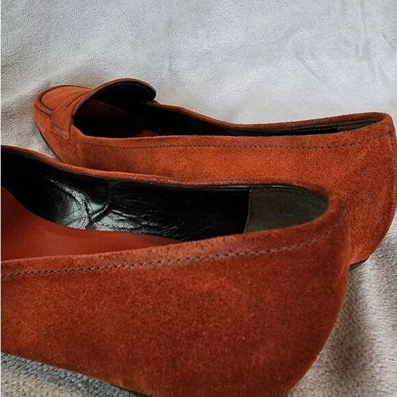 Prada Burnt Orange Suede Penny Loafers size 37.5 / US 7.5