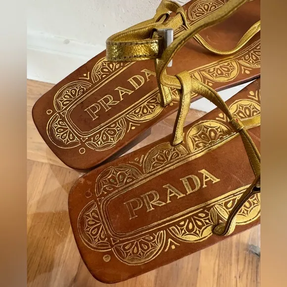 Prada sandals gold 38 spring summer resort