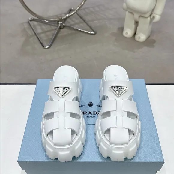 Prada Women's White Chunky Sandals