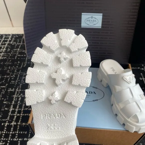 Prada Women's White Chunky Sandals