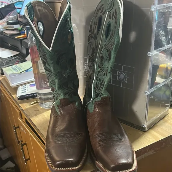 Preowned Twisted X® Men’s Buckaroo NWS Toe Boot Teal and Brown Western Boots