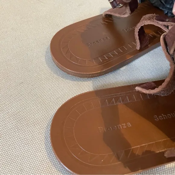 Proenza Schouler brown silver sandals gladiator style size 39 1/2 fits US 9