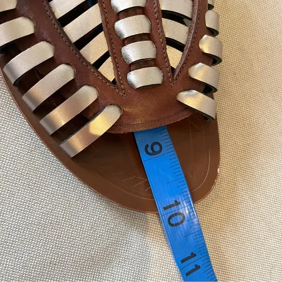 Proenza Schouler brown silver sandals gladiator style size 39 1/2 fits US 9