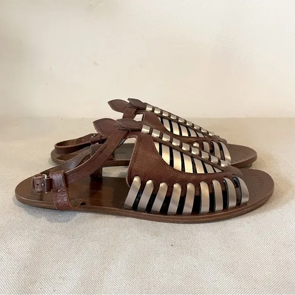 Proenza Schouler brown silver sandals gladiator style size 39 1/2 fits US 9