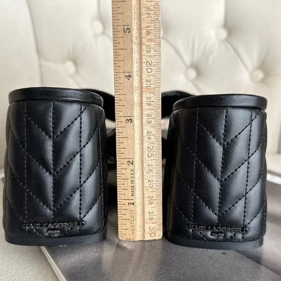 Quilted Black mules leather slides comfortable shoes