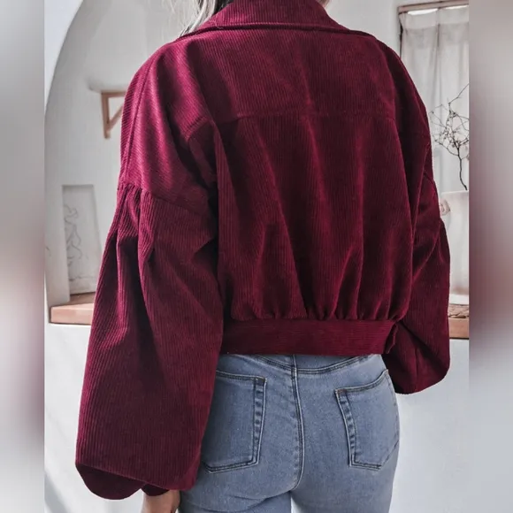 Quinn Lantern Cord Jacket - Burgundy