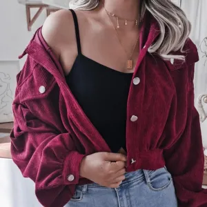 Quinn Lantern Cord Jacket - Burgundy