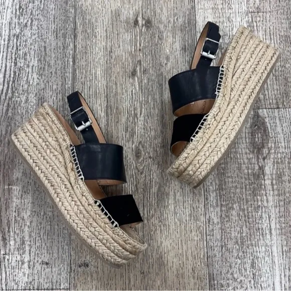 Rag &amp; Bone Edie Black Espadrille Wedge Sandals Size 6.5