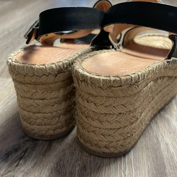 Rag &amp; Bone Edie Black Espadrille Wedge Sandals Size 6.5