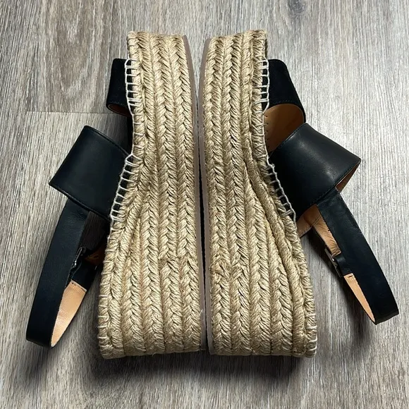 Rag &amp; Bone Edie Black Espadrille Wedge Sandals Size 6.5