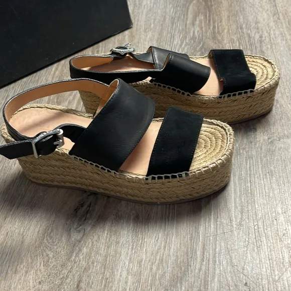 Rag &amp; Bone Edie Black Espadrille Wedge Sandals Size 6.5