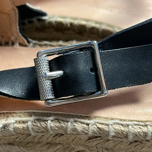 Rag &amp; Bone Edie Black Espadrille Wedge Sandals Size 6.5