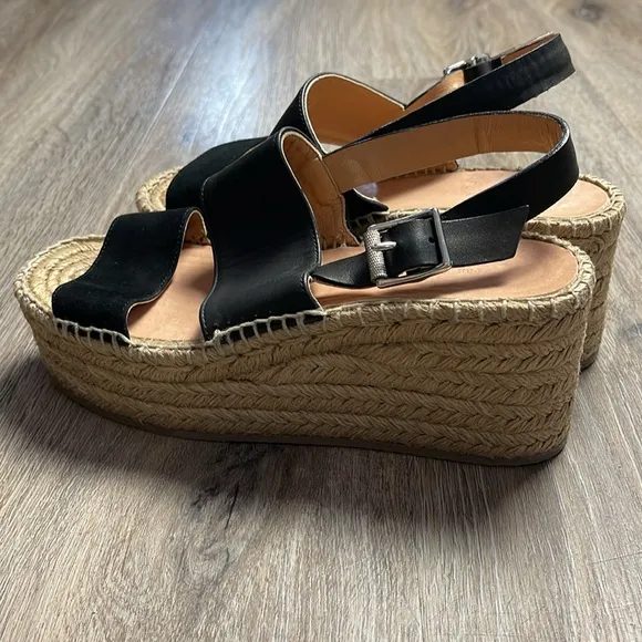 Rag &amp; Bone Edie Black Espadrille Wedge Sandals Size 6.5