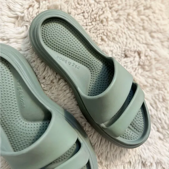 Rag &amp; Bone Green Brixley Platform Slide Sandal Size 8