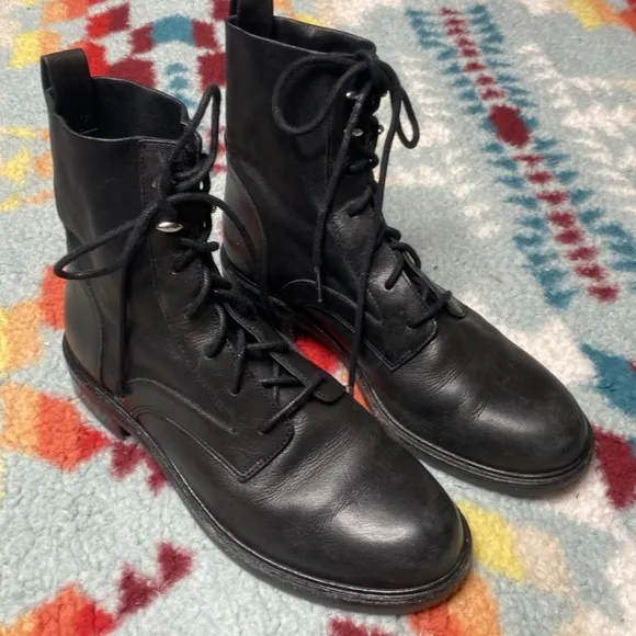 Rag &amp; Bone Slayton lace up black leather boots