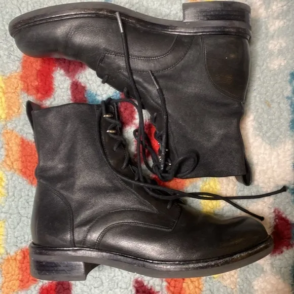 Rag &amp; Bone Slayton lace up black leather boots