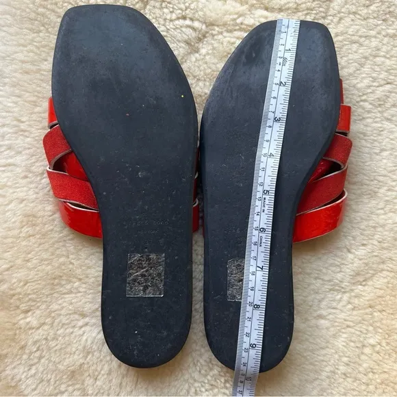 Rag &amp; Bone Women’s Hartley Flat Sandals Sz 37 US 6.5 Red Slides Leather Suede