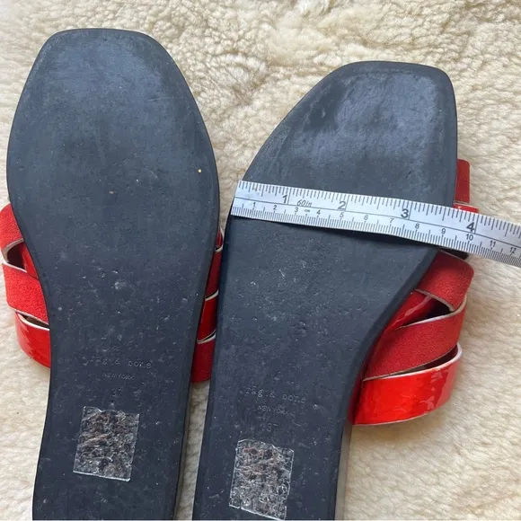 Rag &amp; Bone Women’s Hartley Flat Sandals Sz 37 US 6.5 Red Slides Leather Suede