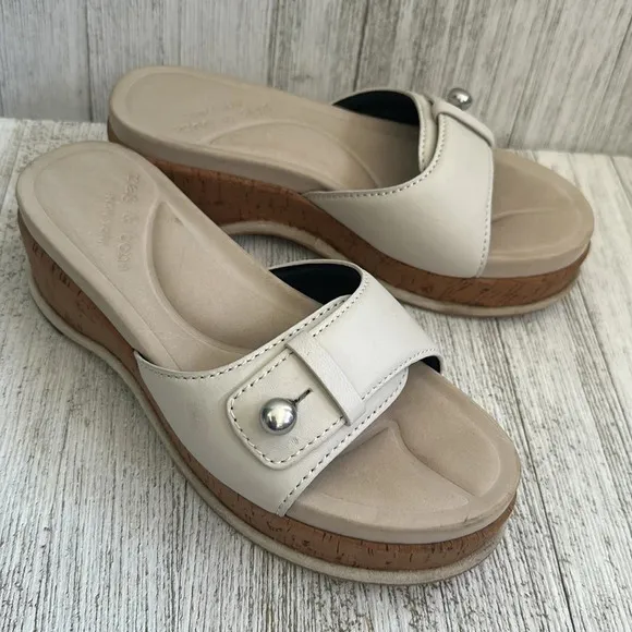 Rag &amp; Bone Women's Leather Platform Peep Toe Buckle Sandals White