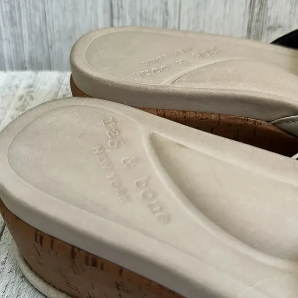 Rag &amp; Bone Women's Leather Platform Peep Toe Buckle Sandals White