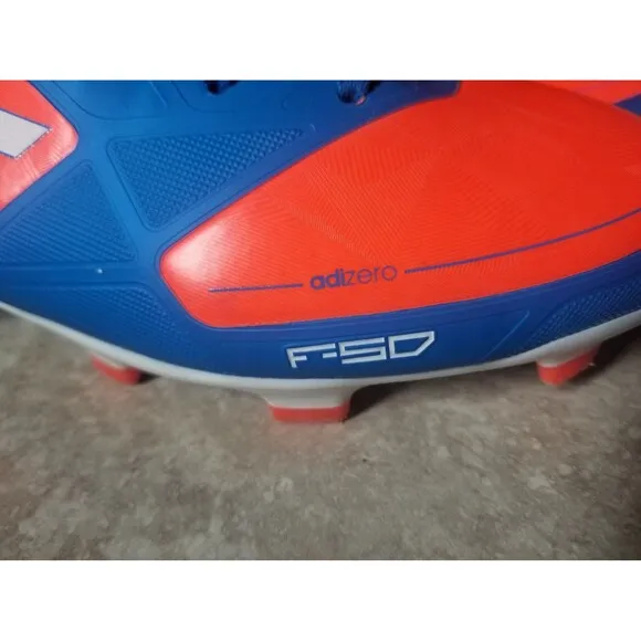 Rare Adidas FG F50 adizero soccer cleats boots active neon orange bold blue 11